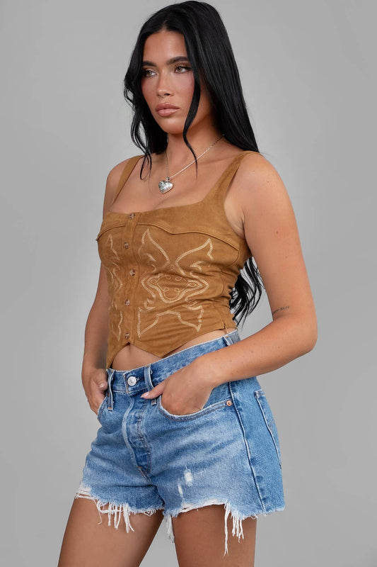 Buckskin Western Suede Corset Bustier Top