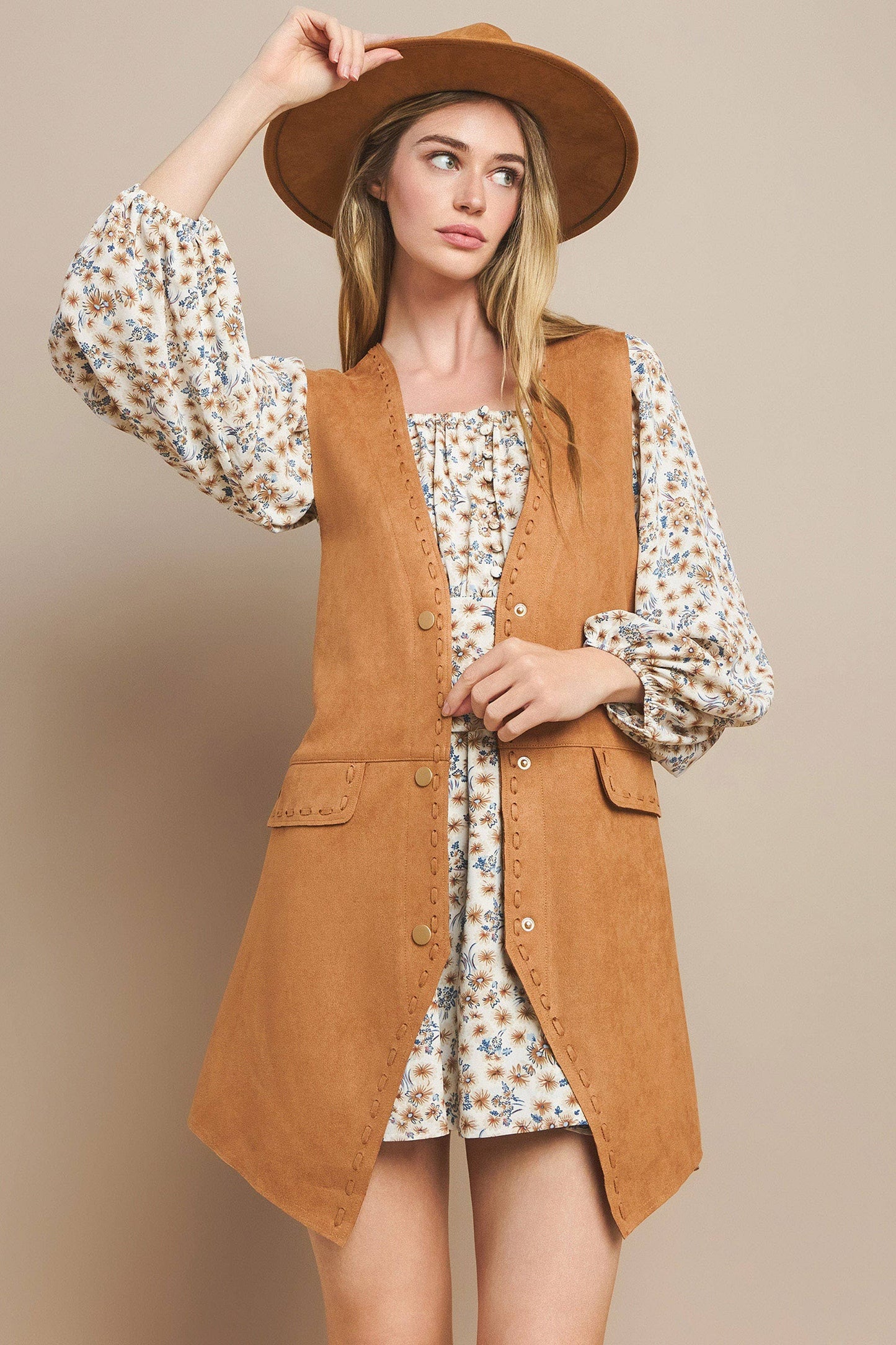 Suede Midi Vest