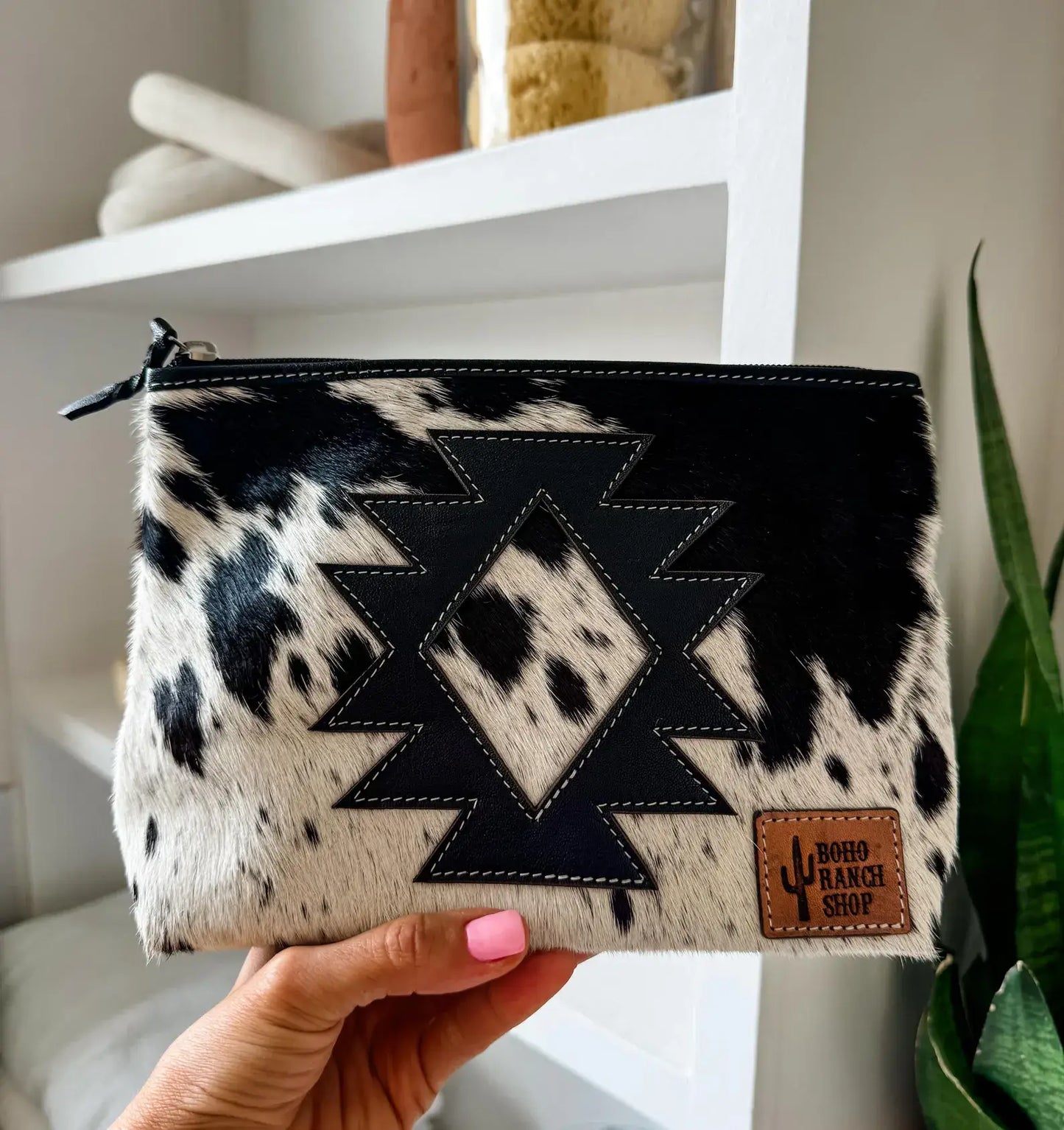 Cowhide Aztec Make Up Bag