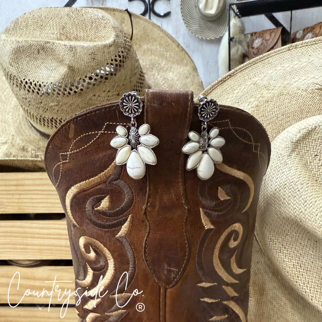 Darling White Stone Dangle Earrings