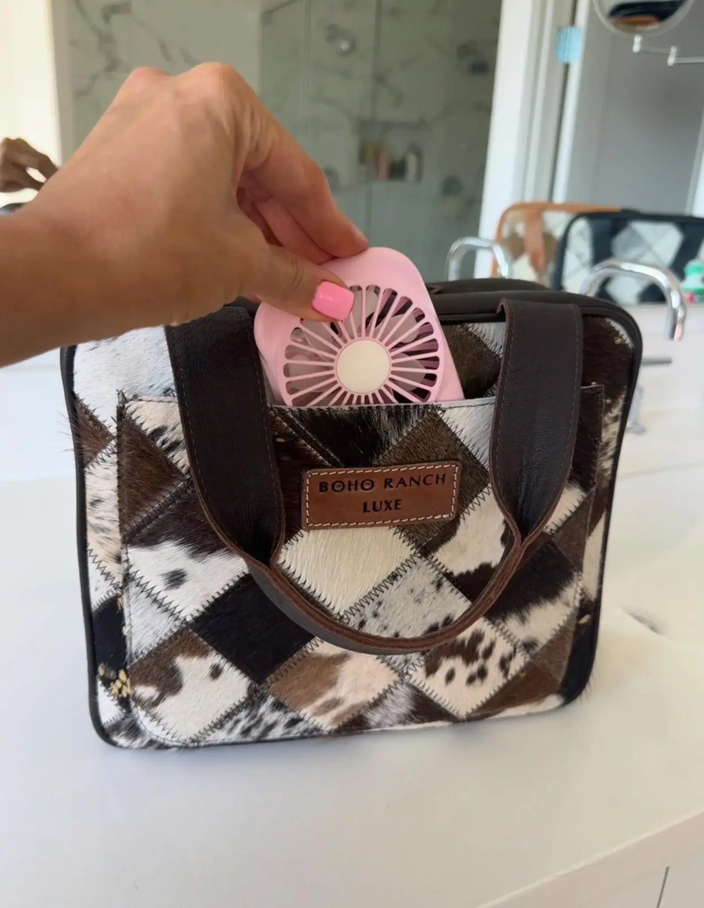 Cowhide Travel Makeup Bag
