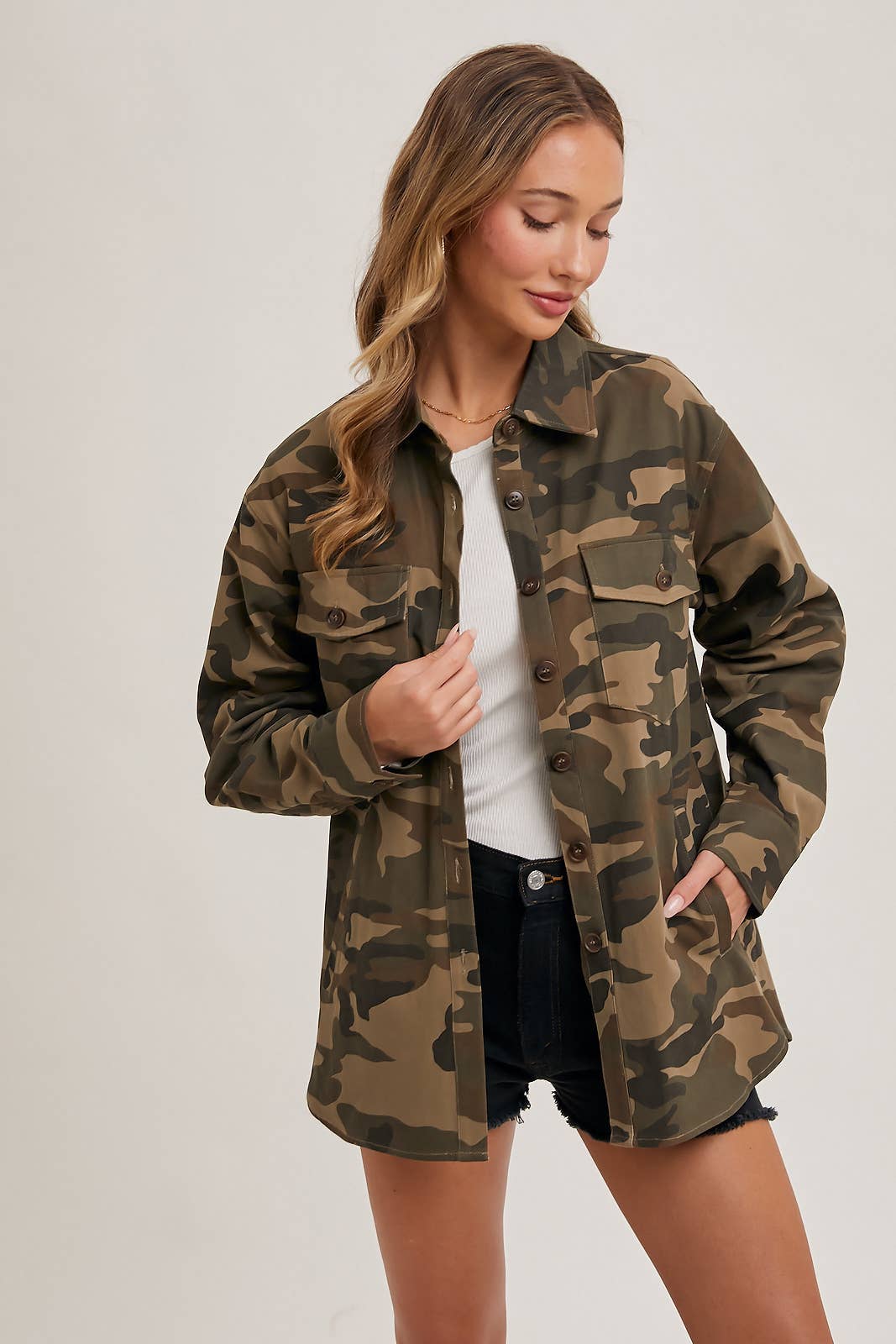 Camo Button Down Shacket