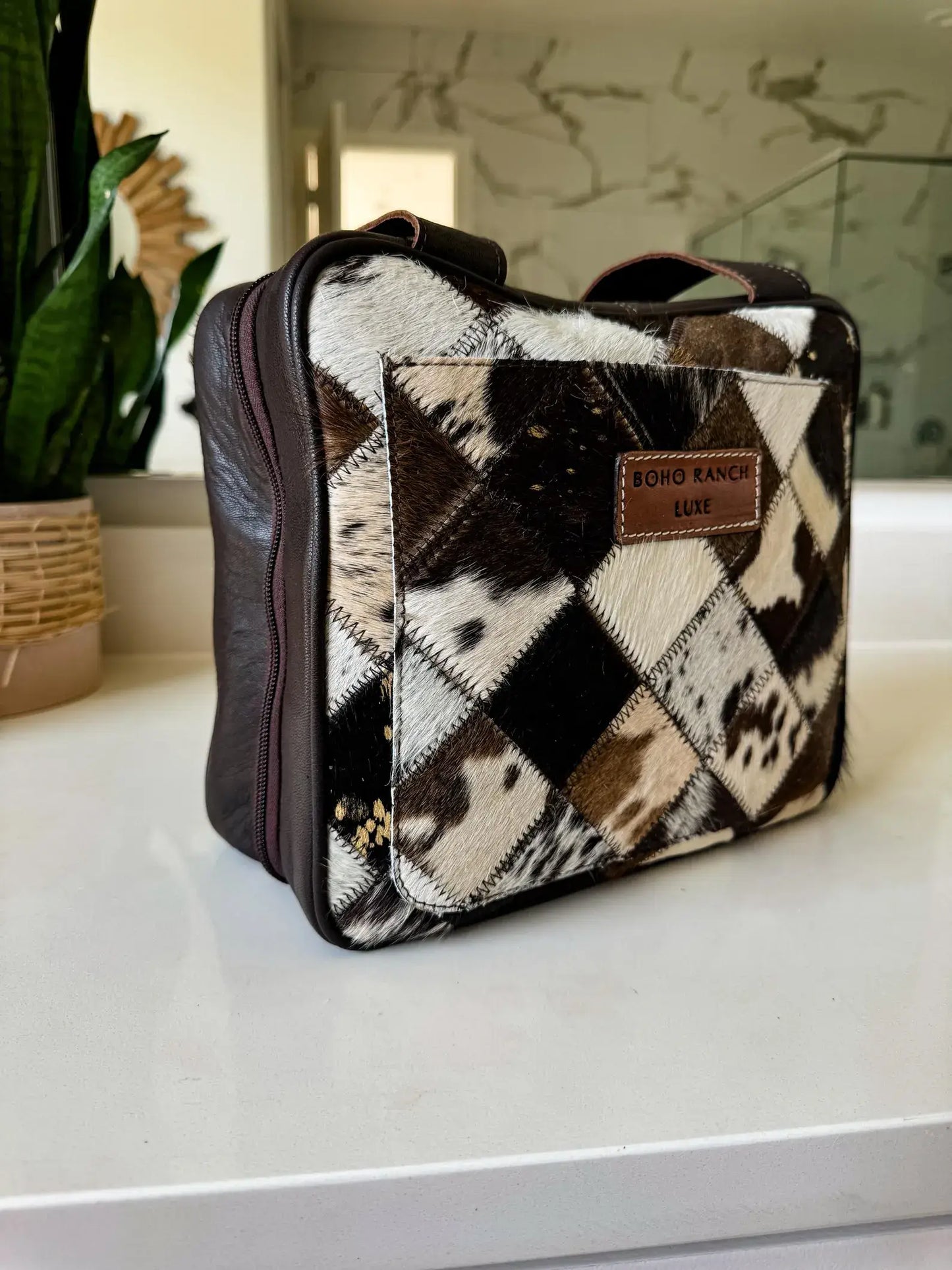 Cowhide Travel Makeup Bag