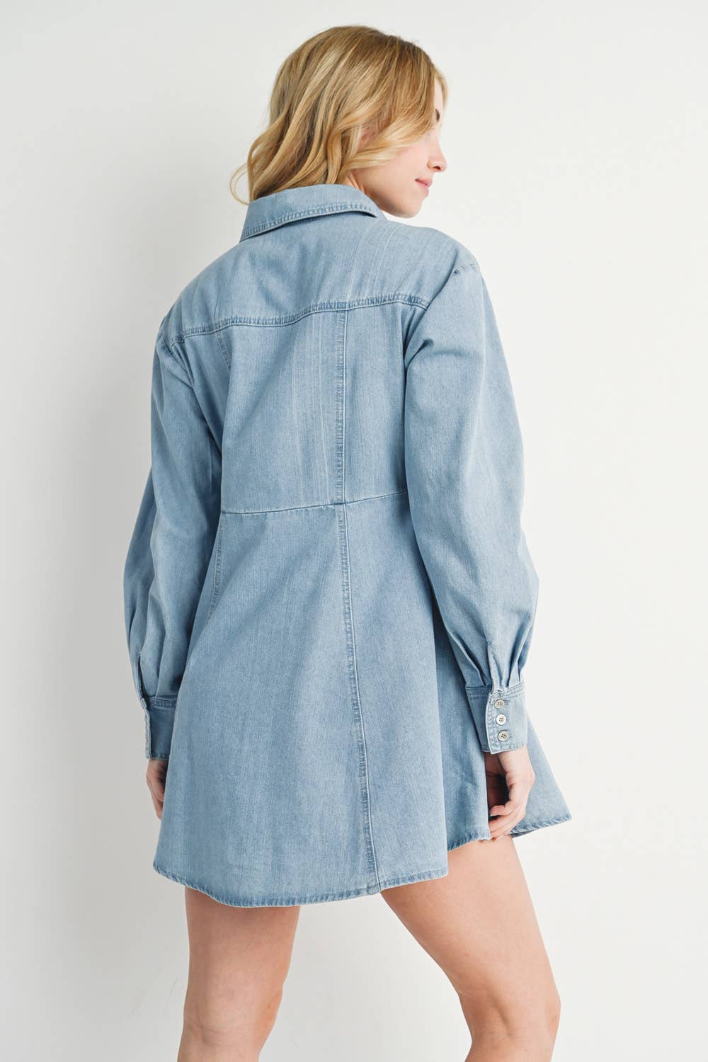 DENIM BUTTON DOWN SHIRT A-LINE DRESS