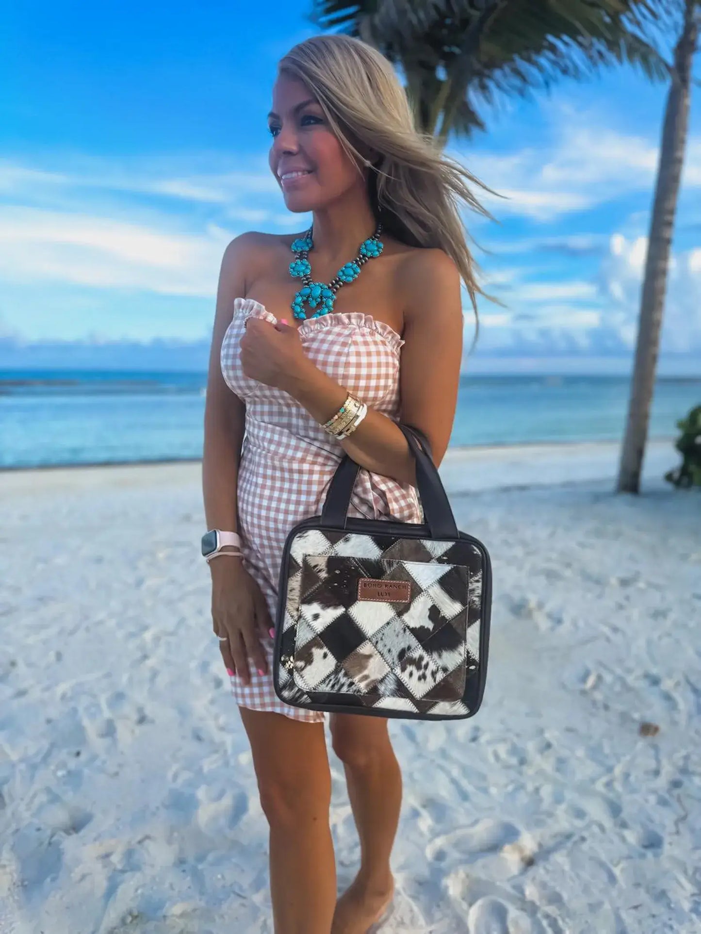 Cowhide Travel Makeup Bag