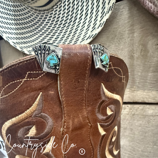 Gambler Earrings with Turquoise Accents