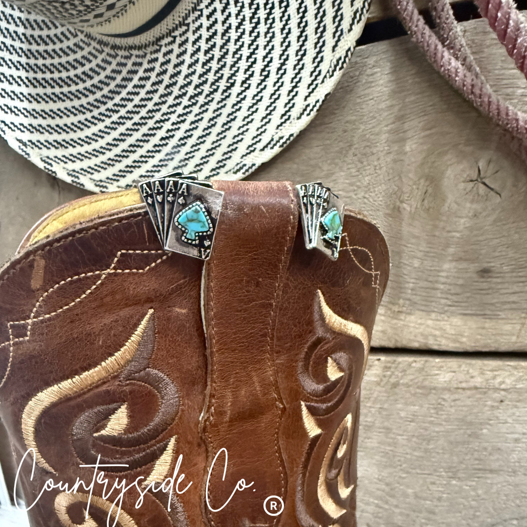 Gambler Earrings with Turquoise Accents