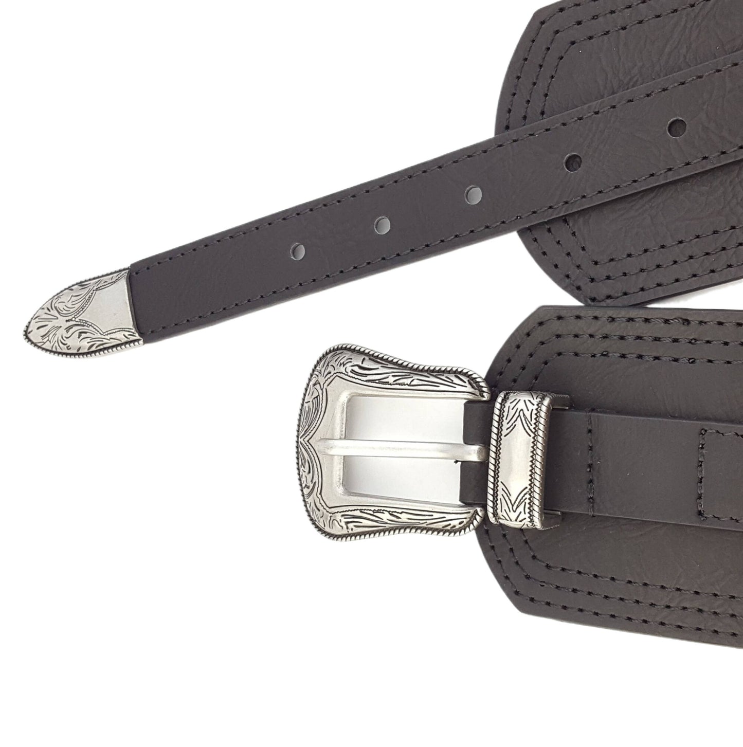 Wide Corset Style Belt with Western Buckle