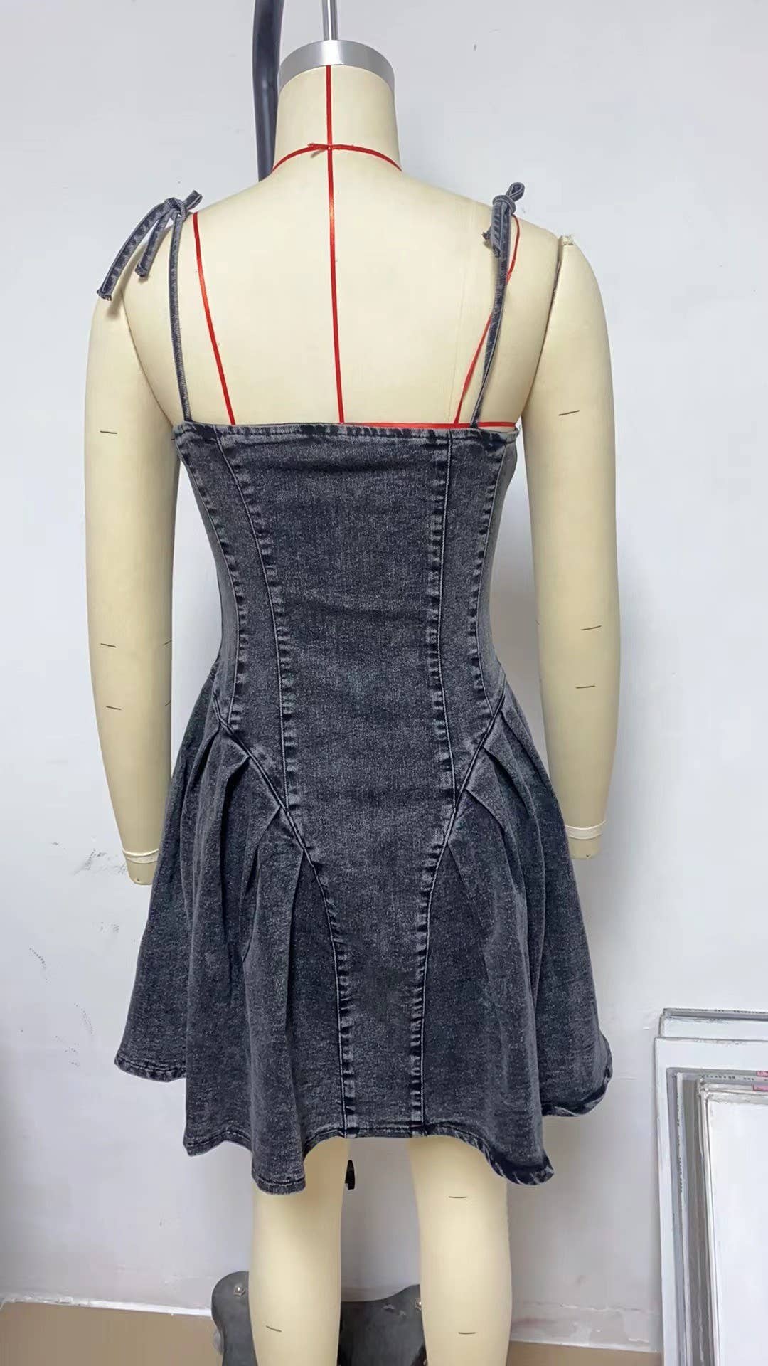 Patchwork Denim Slip Dress