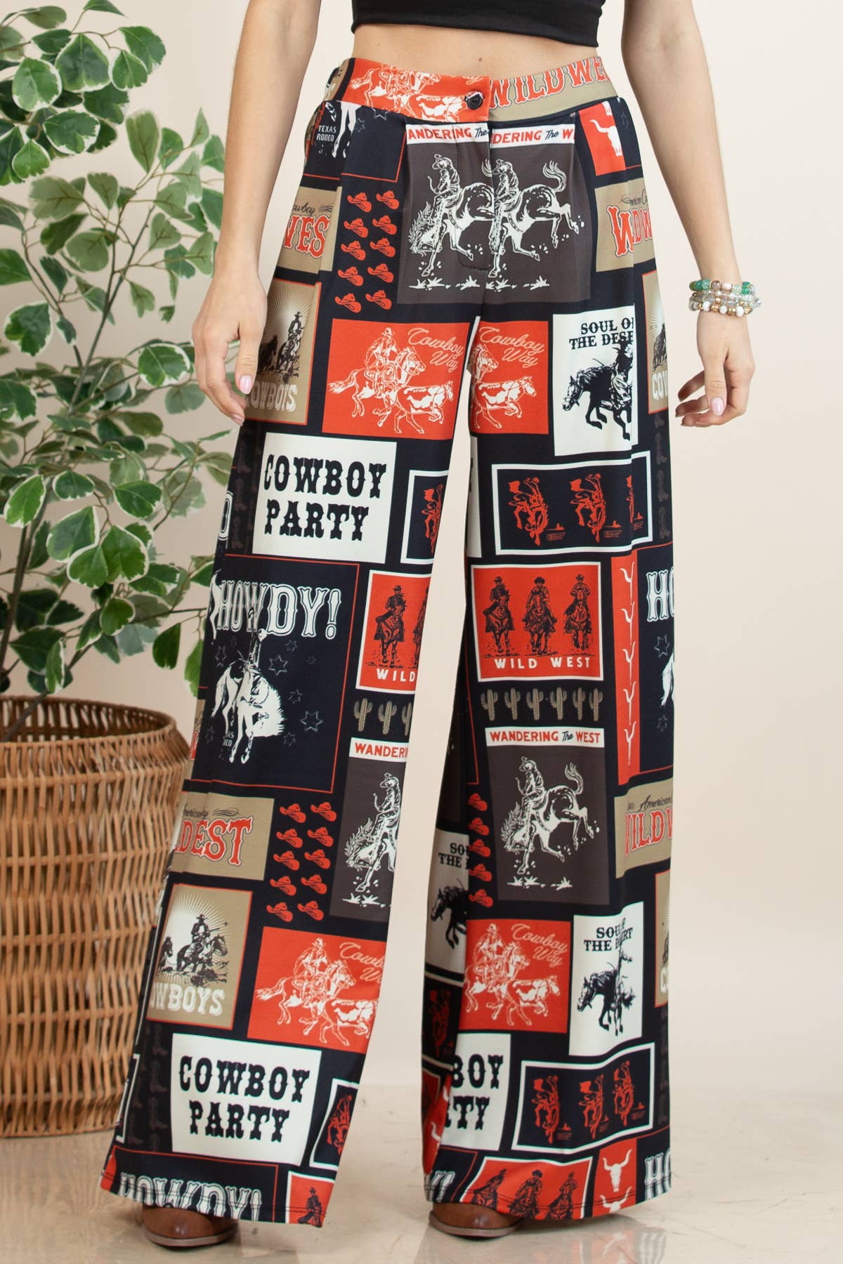 Cowboy Print Slack Pants
