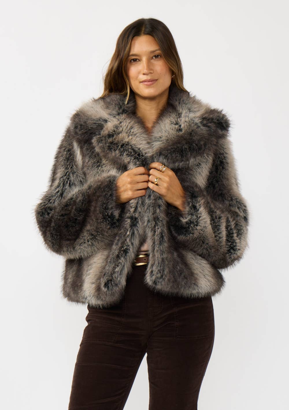 Charcoal Ombre Faux Fur Jacket