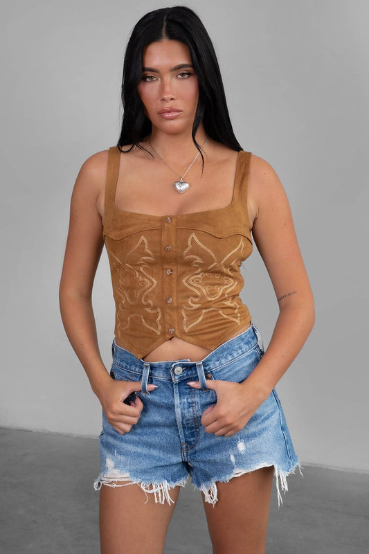 Buckskin Western Suede Corset Bustier Top