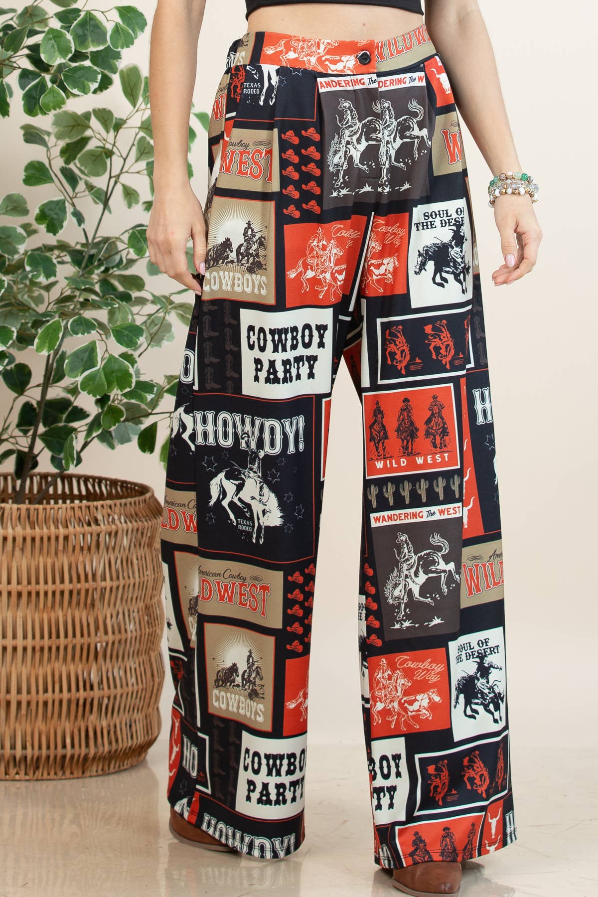 Cowboy Print Slack Pants