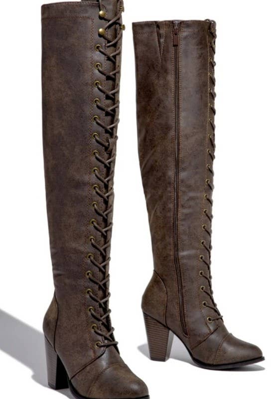 Saloon Style Lace Up Boots