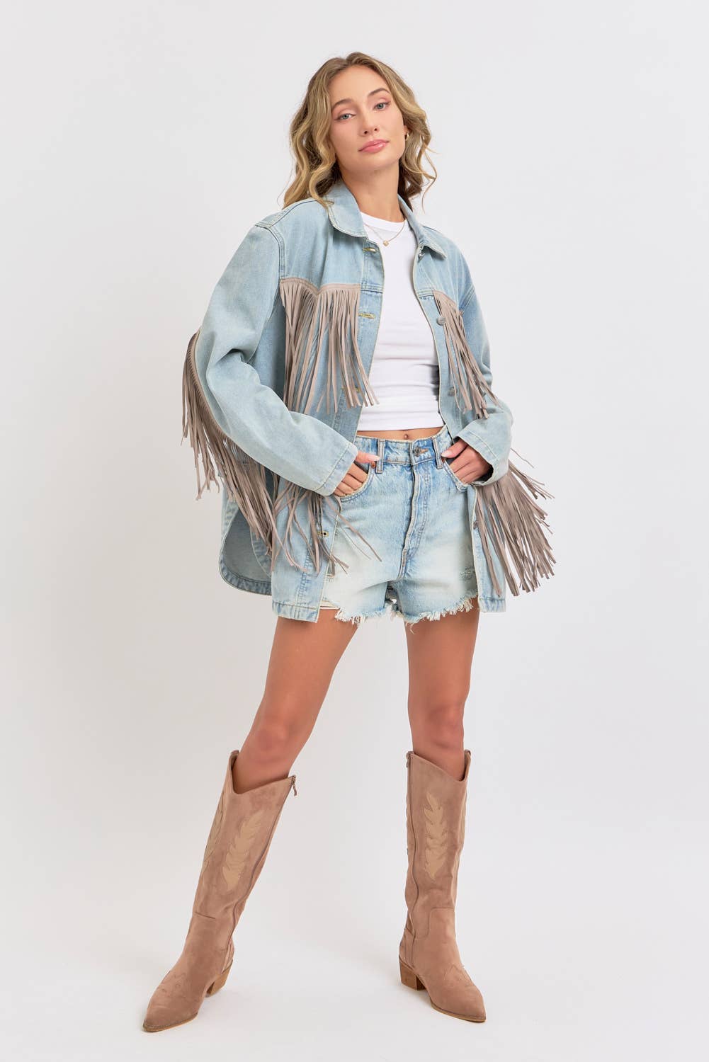 Western Fringe Denim Jacket