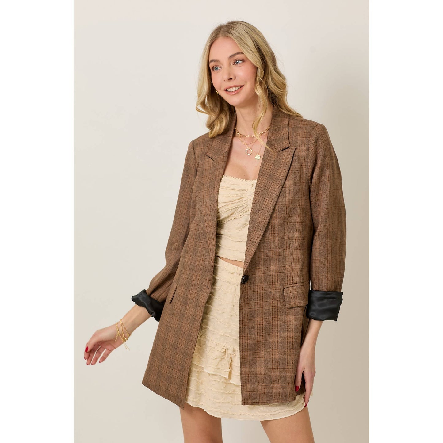Fall Light Weight Plaid Blazer