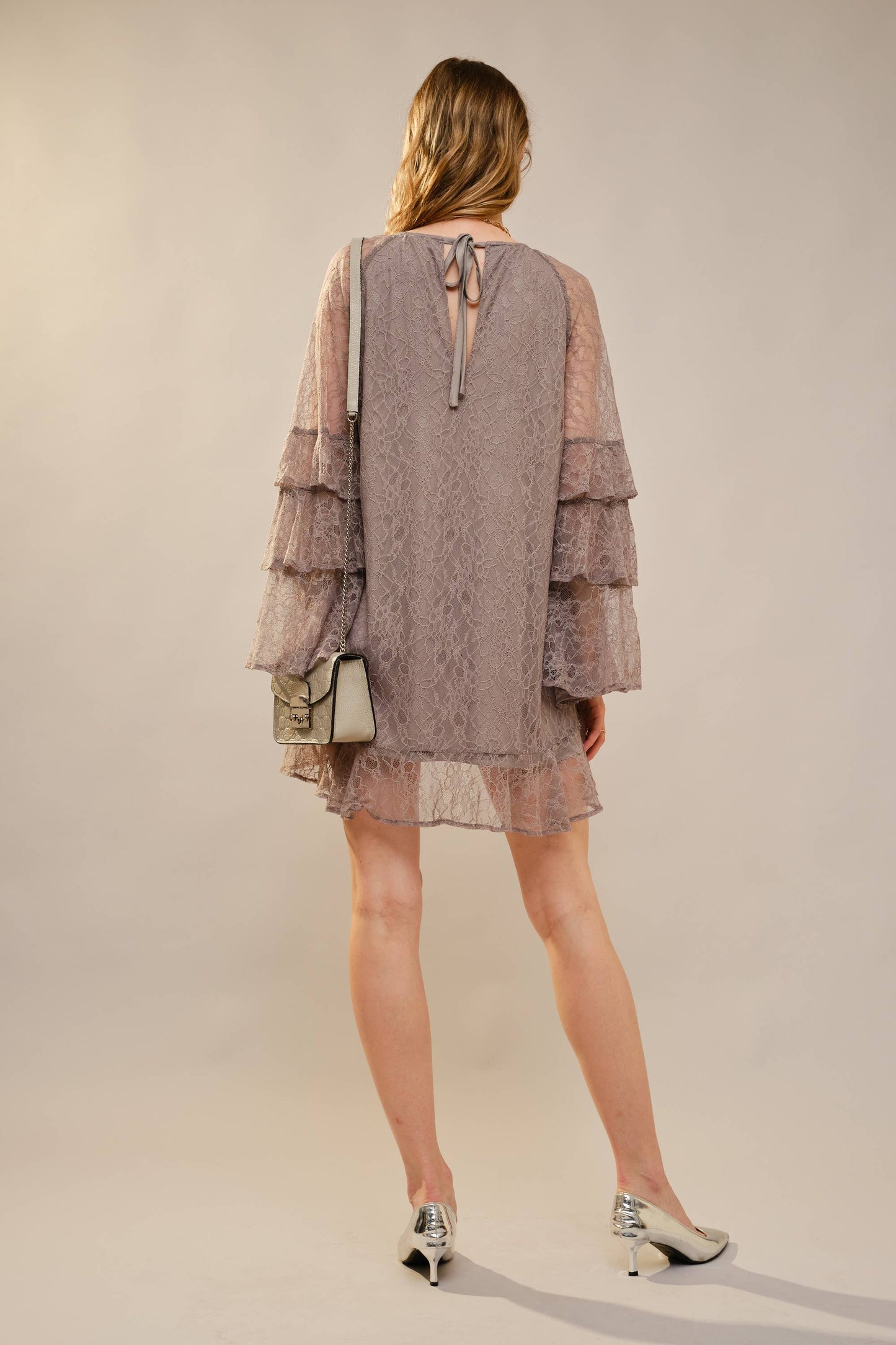 Round Neck Western Embroidery Ruffle Sleeve Dress