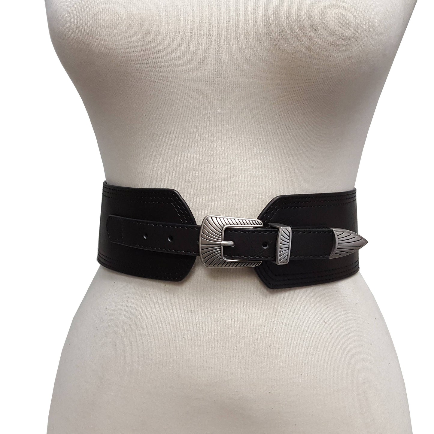 Wide Corset Style Belt with Western Buckle
