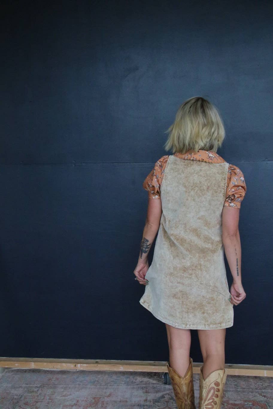 Tan Corduroy Shift Dress