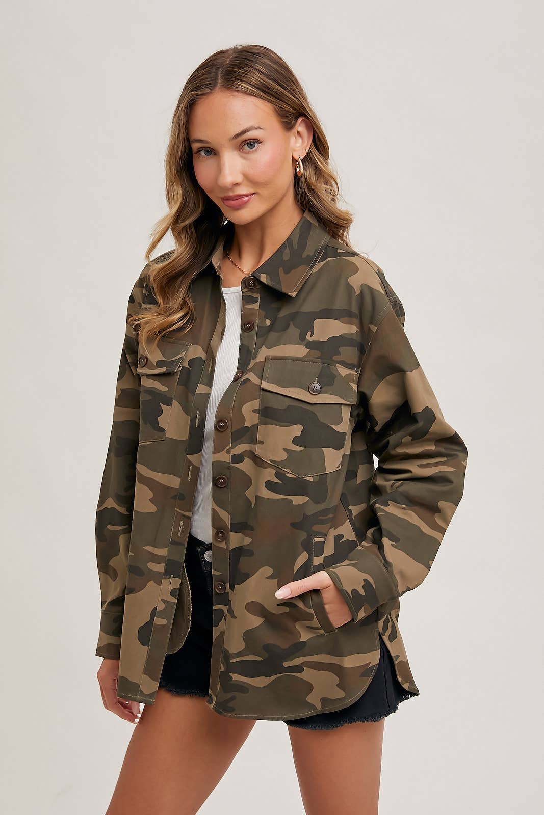 Camo Button Down Shacket