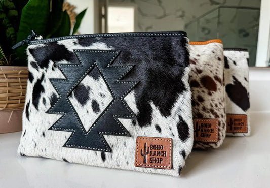 Cowhide Aztec Make Up Bag