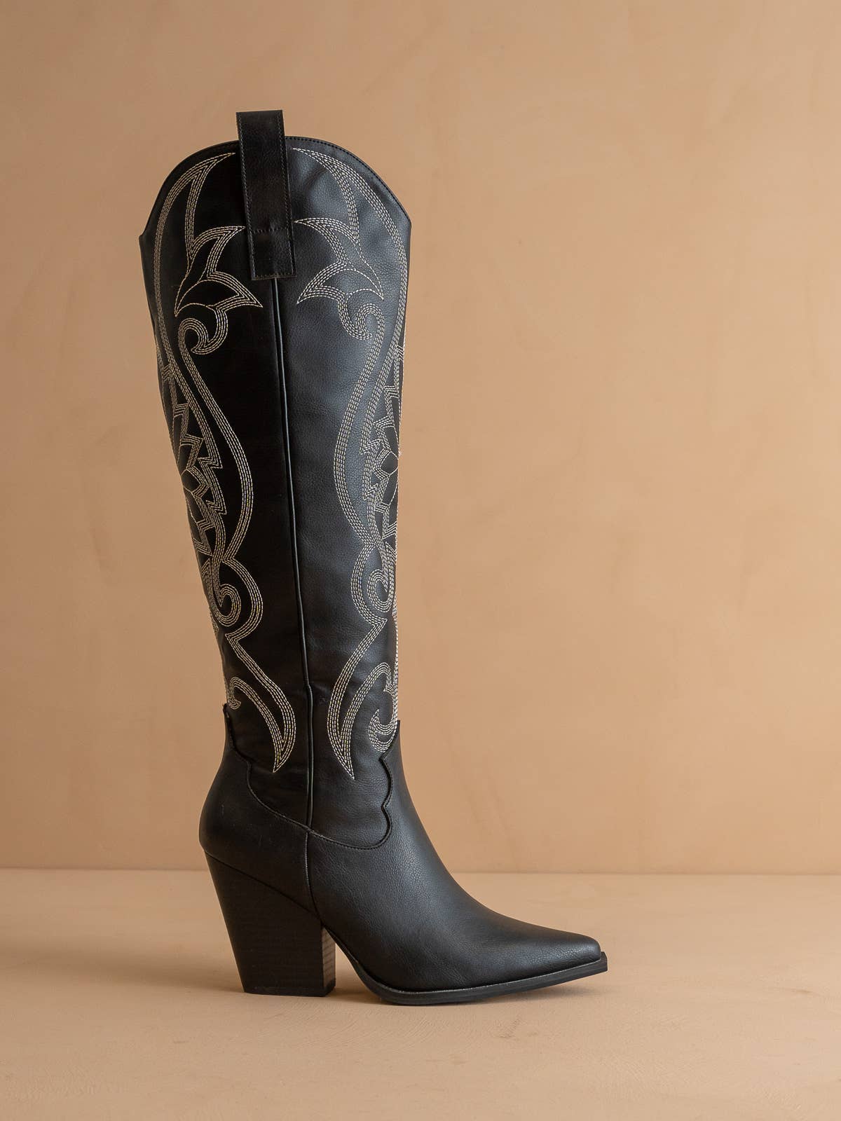 Astrid Black | Knee High Embroidered Cowboy Western