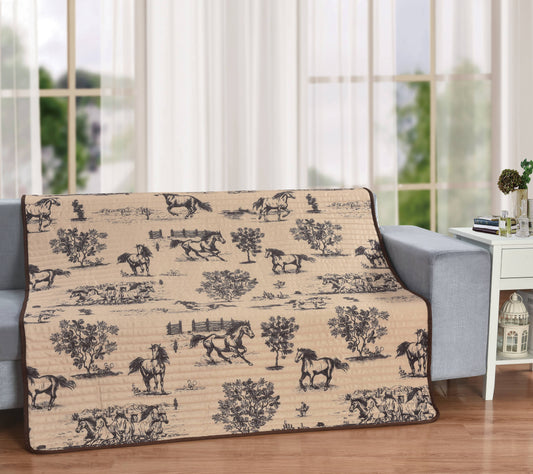 Ranchland Horses Plush Microfiber Quilt Throw Blanket