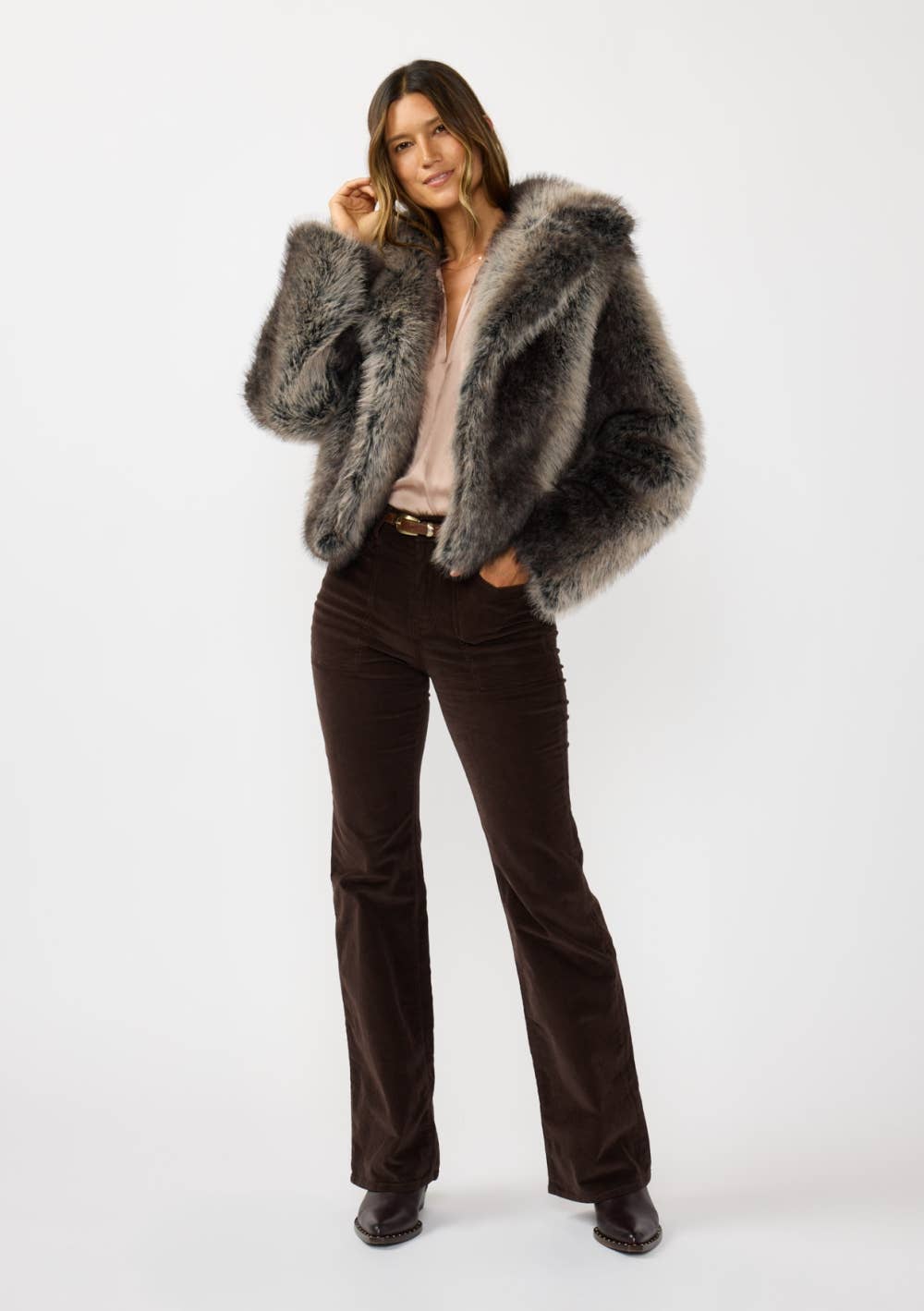 Charcoal Ombre Faux Fur Jacket