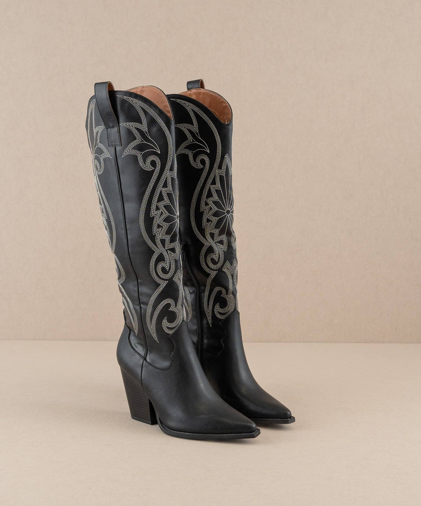 Astrid Black | Knee High Embroidered Cowboy Western