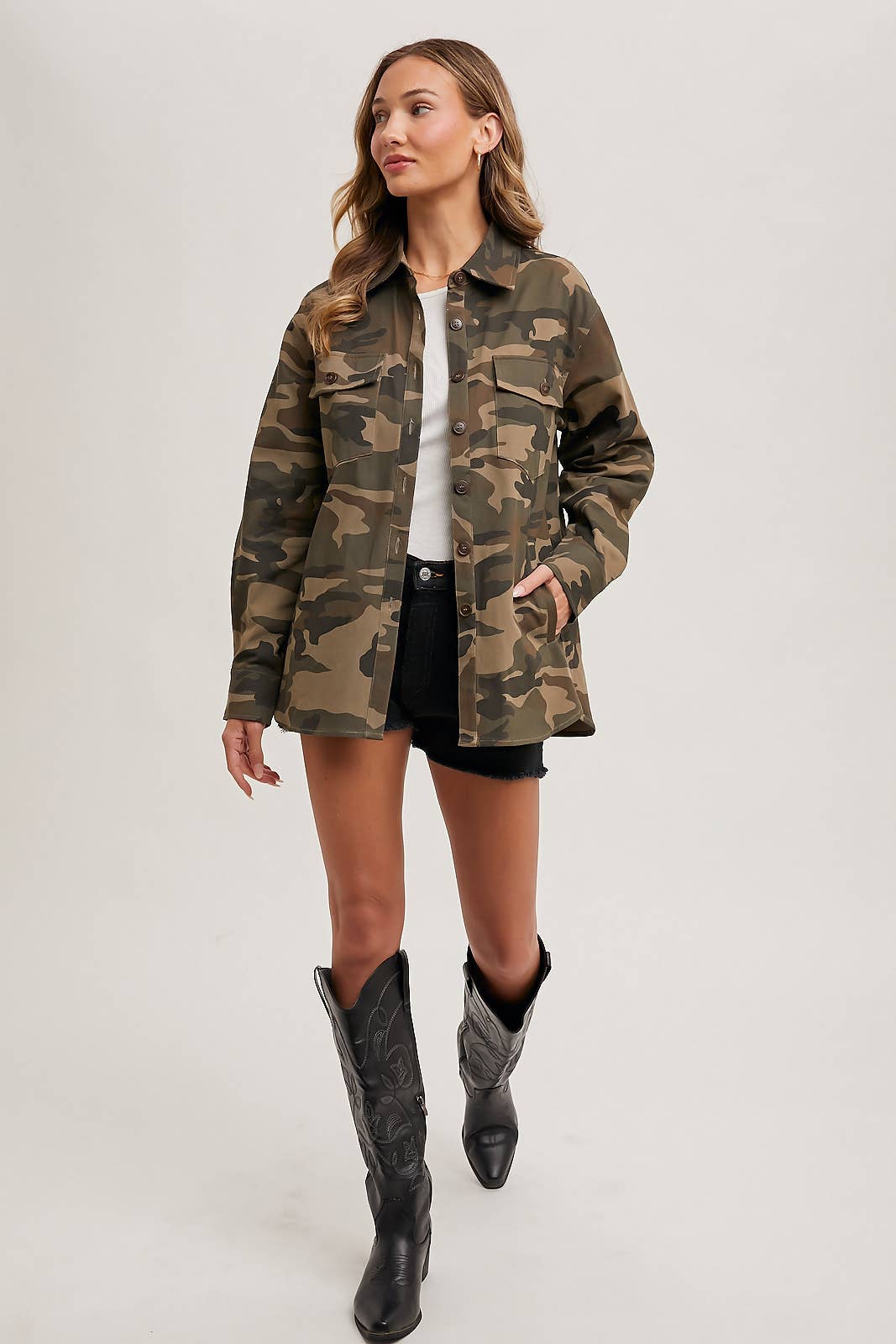 Camo Button Down Shacket