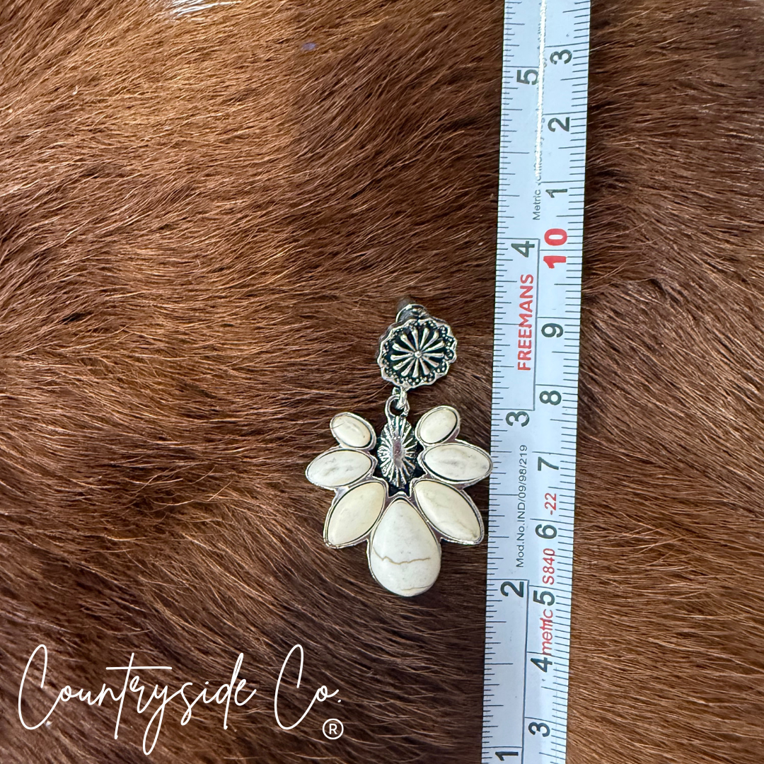 Darling White Stone Dangle Earrings