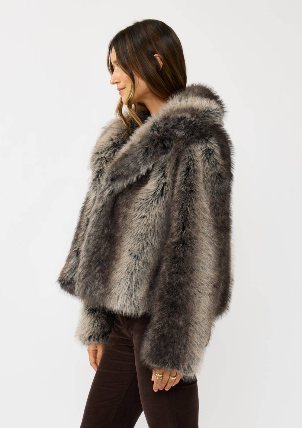 Charcoal Ombre Faux Fur Jacket