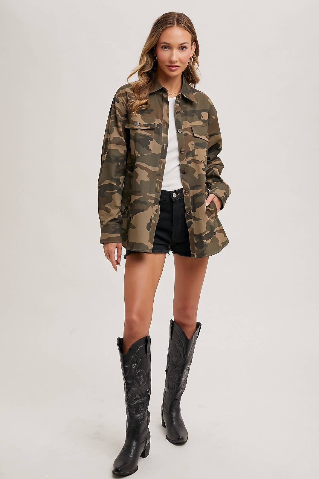 Camo Button Down Shacket