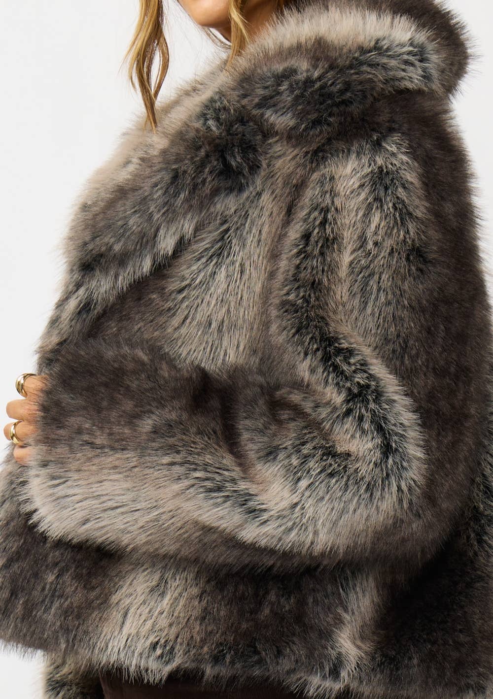 Charcoal Ombre Faux Fur Jacket