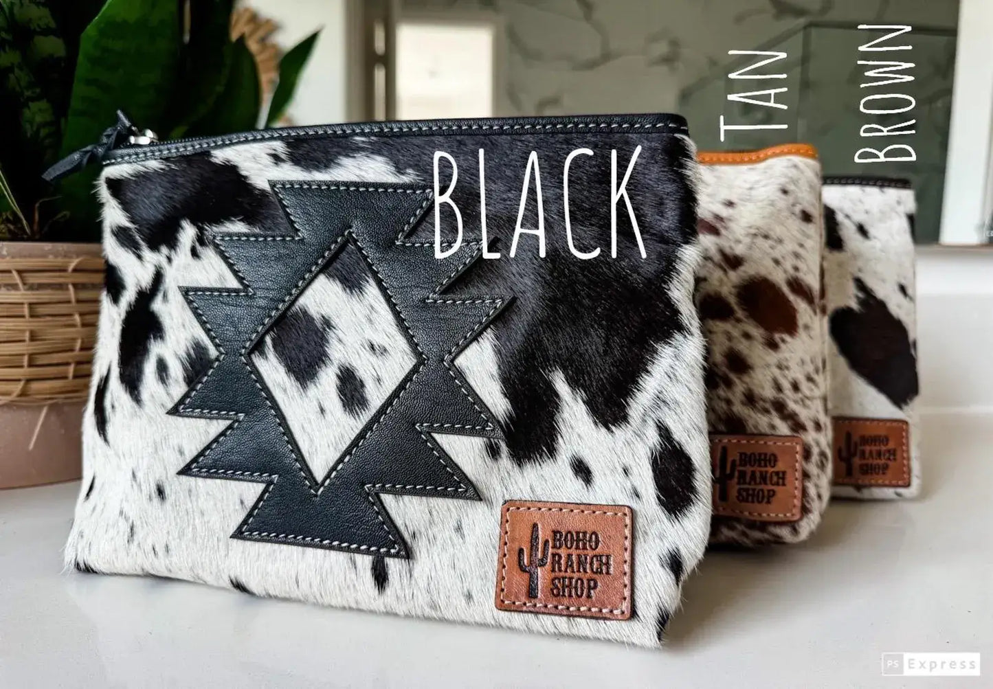 Cowhide Aztec Make Up Bag