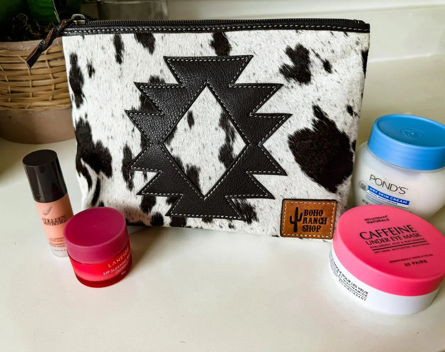 Cowhide Aztec Make Up Bag