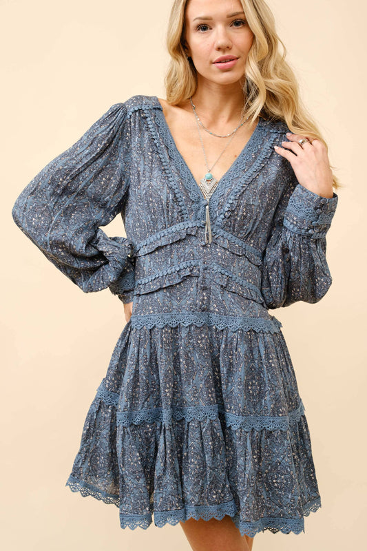 Lace Tiered Mini Dress