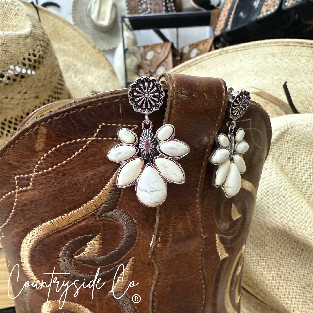 Darling White Stone Dangle Earrings