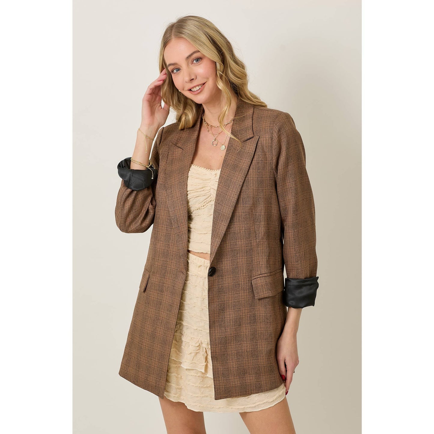 Fall Light Weight Plaid Blazer