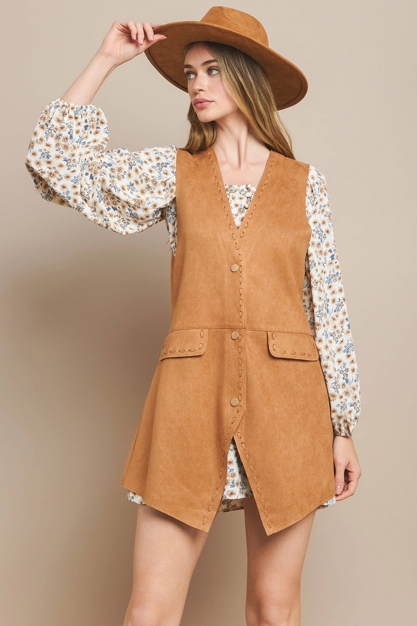 Suede Midi Vest