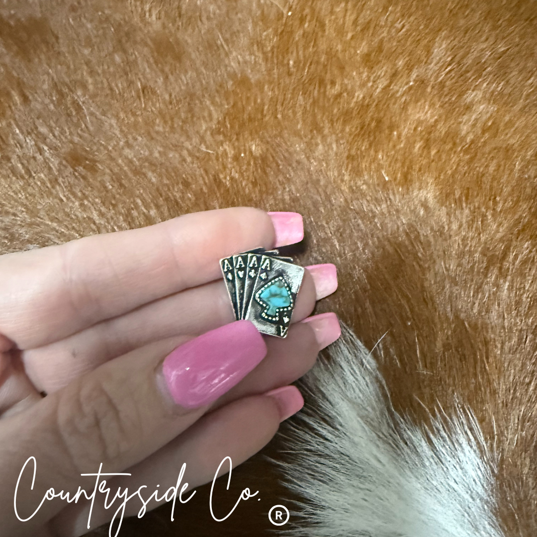 Gambler Earrings with Turquoise Accents