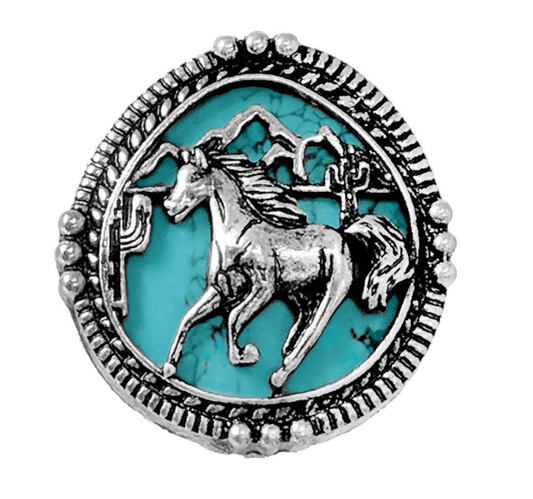 Horse Turquoise Stone Western Native Stretch Ring