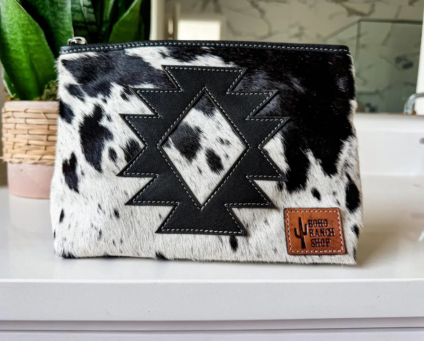 Cowhide Aztec Make Up Bag