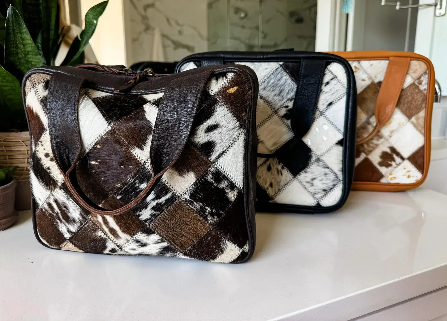 Cowhide Travel Makeup Bag