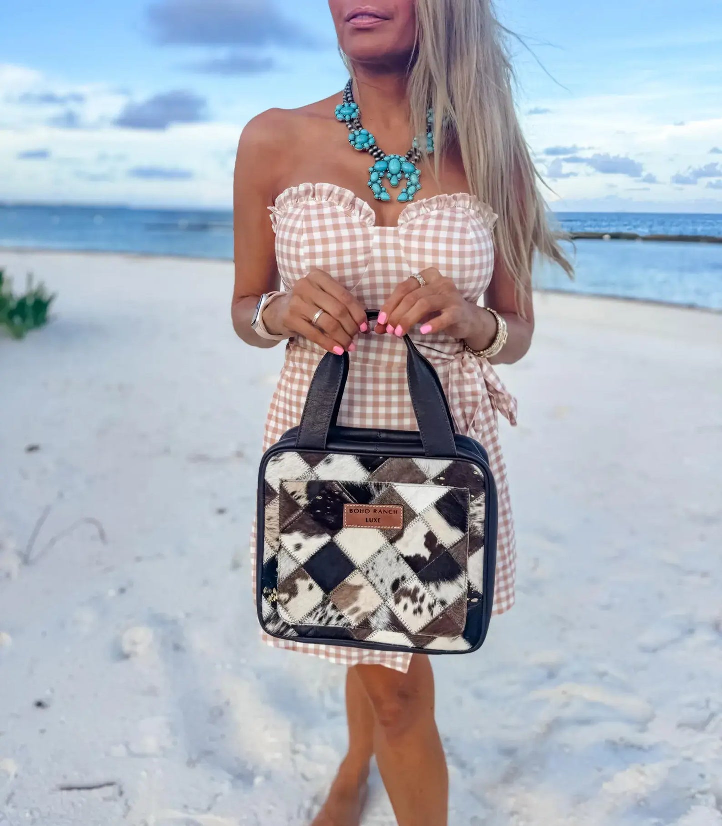 Cowhide Travel Makeup Bag