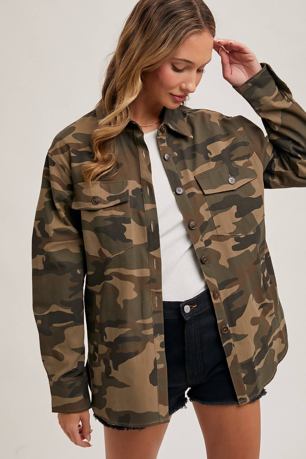 Camo Button Down Shacket
