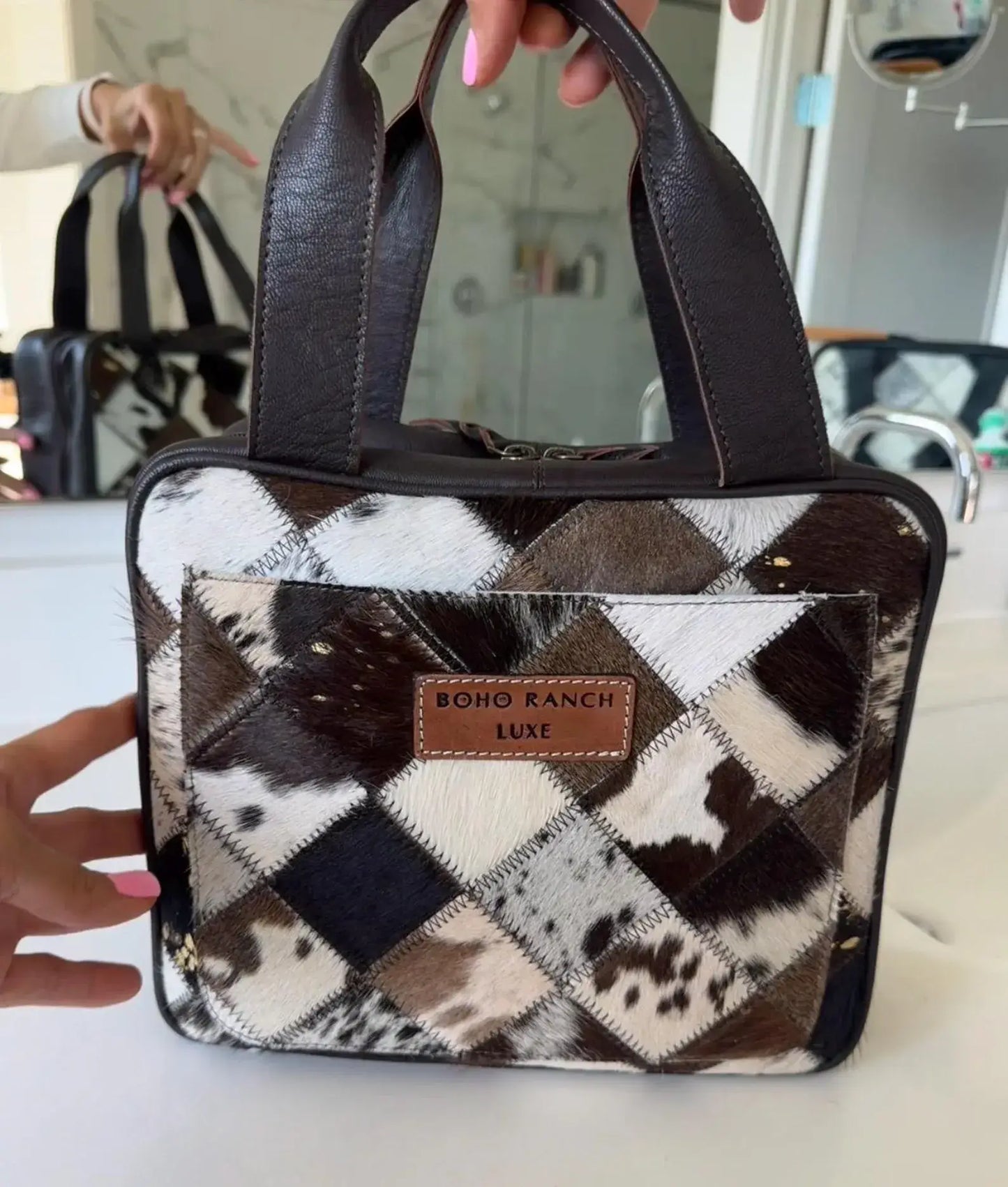 Cowhide Travel Makeup Bag