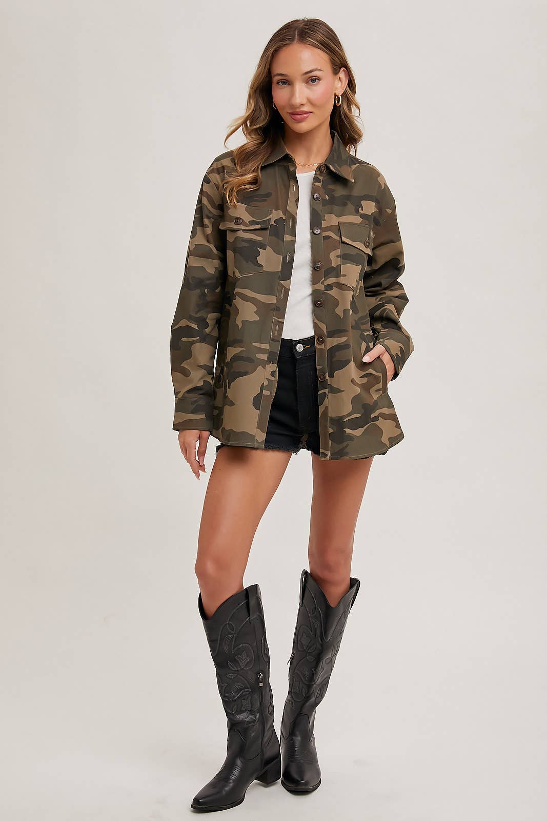 Camo Button Down Shacket