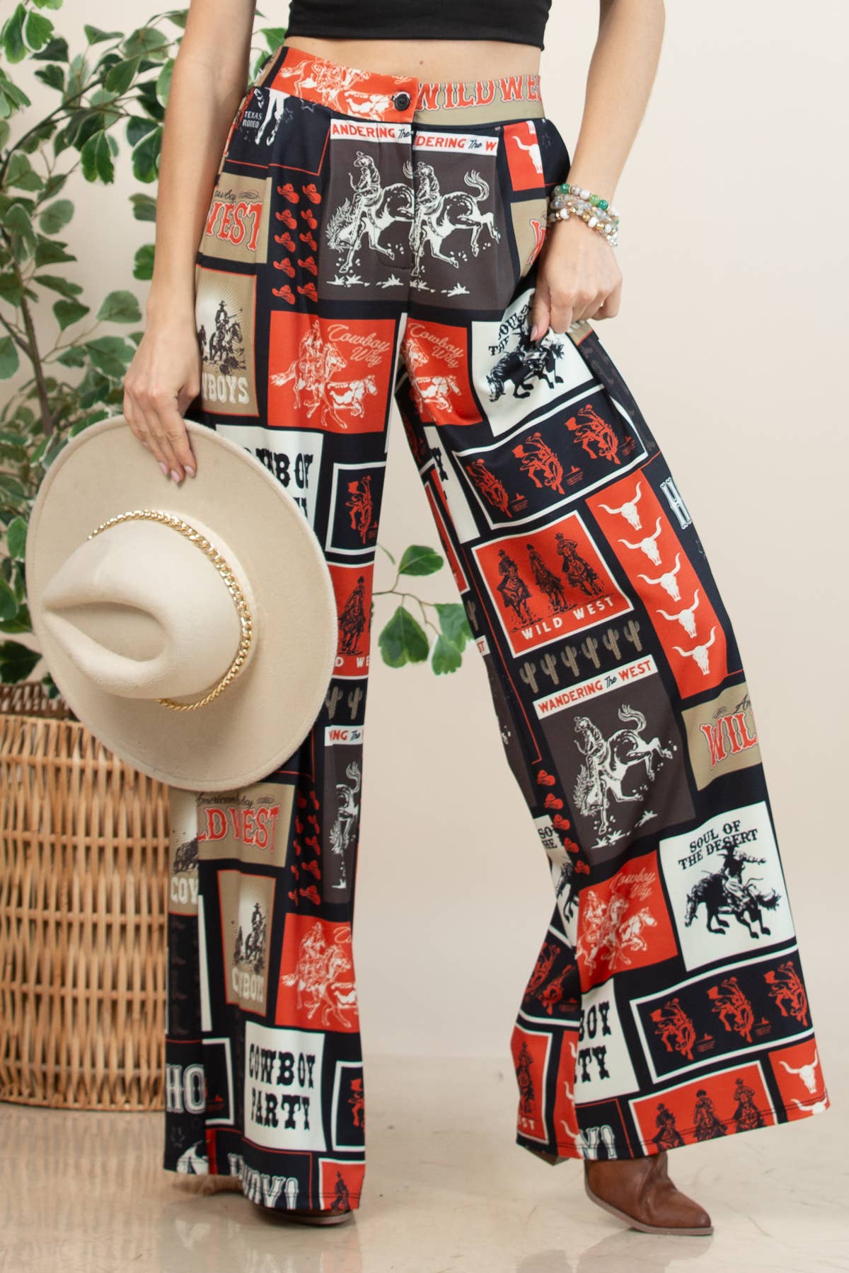Cowboy Print Slack Pants