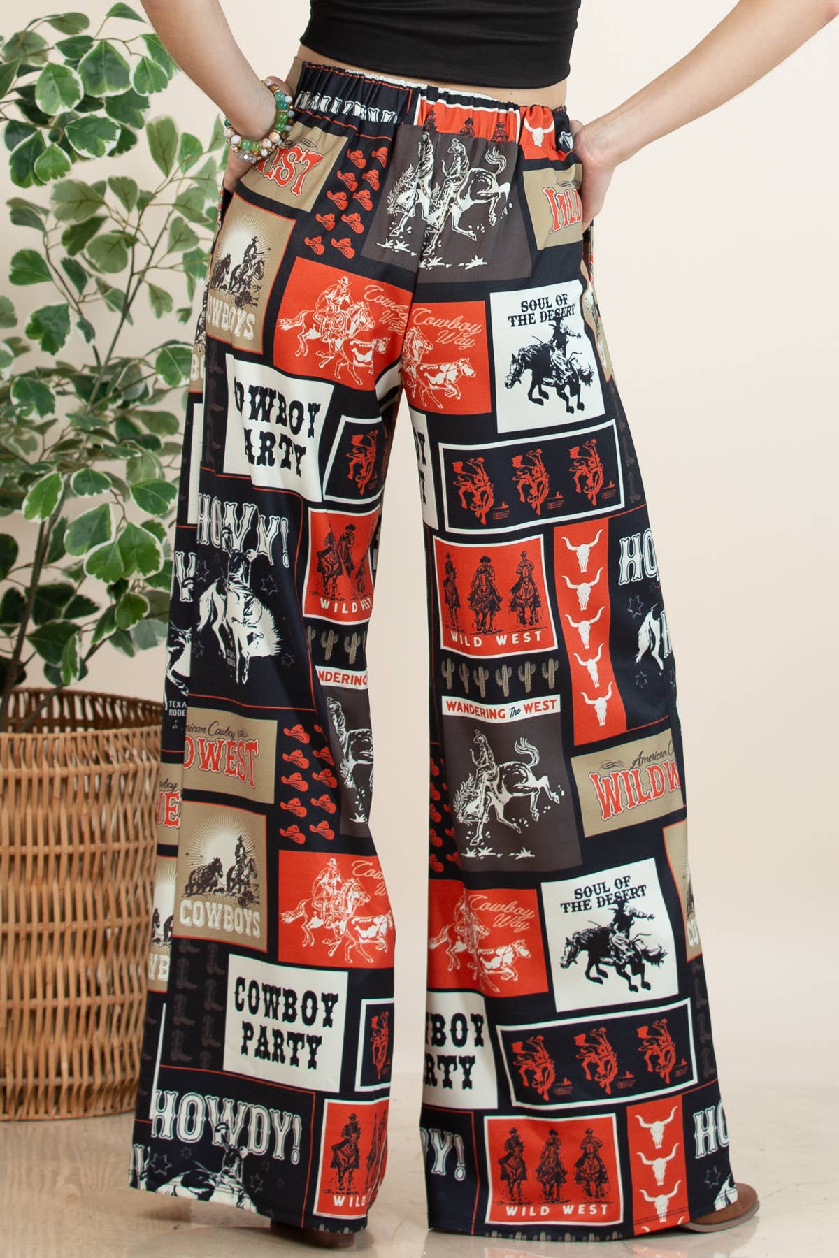 Cowboy Print Slack Pants